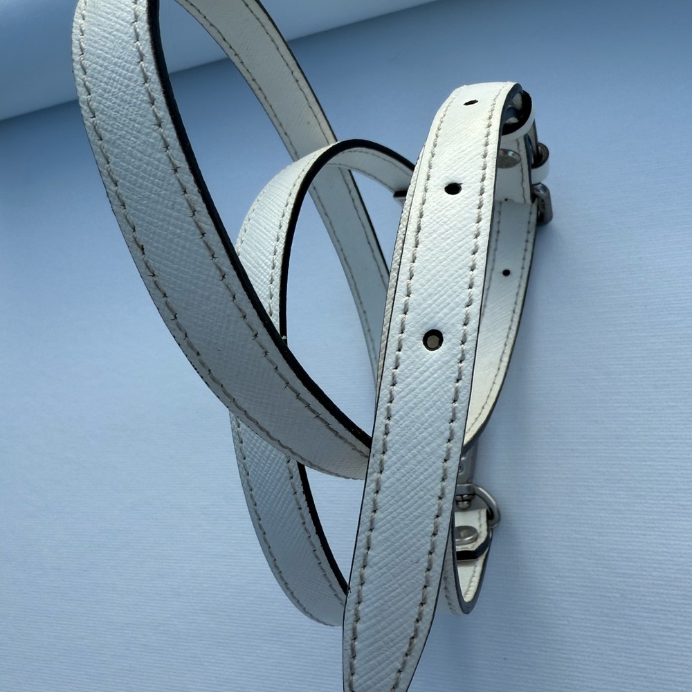 MCM White safiano long sling crossbody